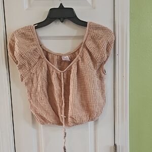 No Boundaries Women's Beige Textured Blouse